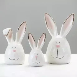 Statues & Figurines>Kirklands Home Crackle Finish Bunny Heads, Set of 3 White