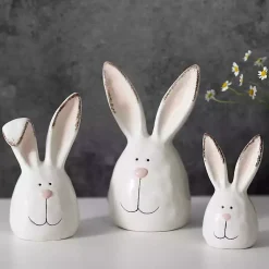 Statues & Figurines>Kirklands Home Crackle Finish Bunny Heads, Set of 3 White
