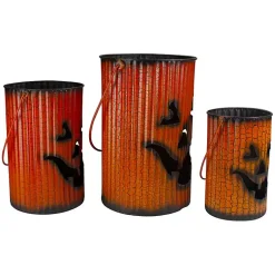 Halloween>Kirklands Home Crackled Metal Jack-O-Lanterns, Set of 3