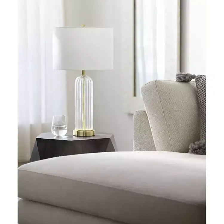 Kirklands Home Crassula Clear Glass Table Lamp White Best