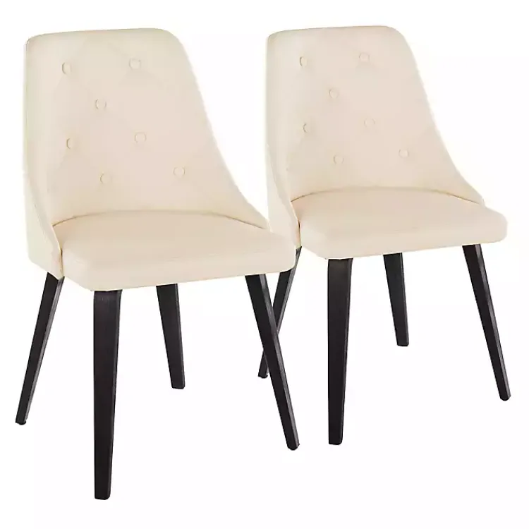 Kirklands Home Cream & Black Faux Leather Dining Chairs, Set of 2 Ivory Best