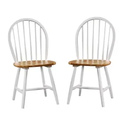 Kirklands Home Cream & Natural Wooden Dining Chairs, Set of 2 White Hot