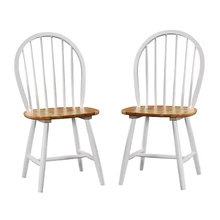 Kirklands Home Cream & Natural Wooden Dining Chairs, Set of 2 White Hot