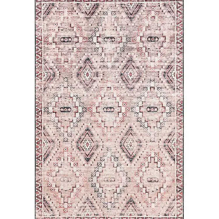 Kirklands Home Cream & Red Diamond Trellis Washable Area Rug, 7x9 Best