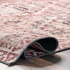 Kirklands Home Cream & Red Diamond Trellis Washable Area Rug, 7x9 Best