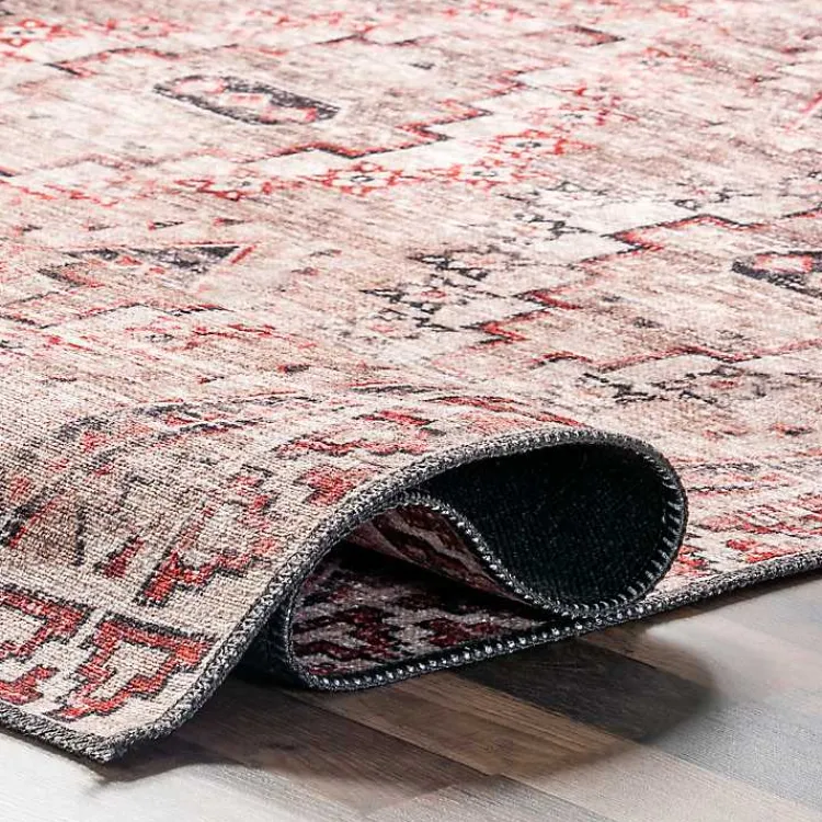 Kirklands Home Cream & Red Diamond Trellis Washable Area Rug, 7x9 Best