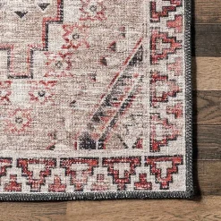 Kirklands Home Cream & Red Diamond Trellis Washable Area Rug, 7x9 Best