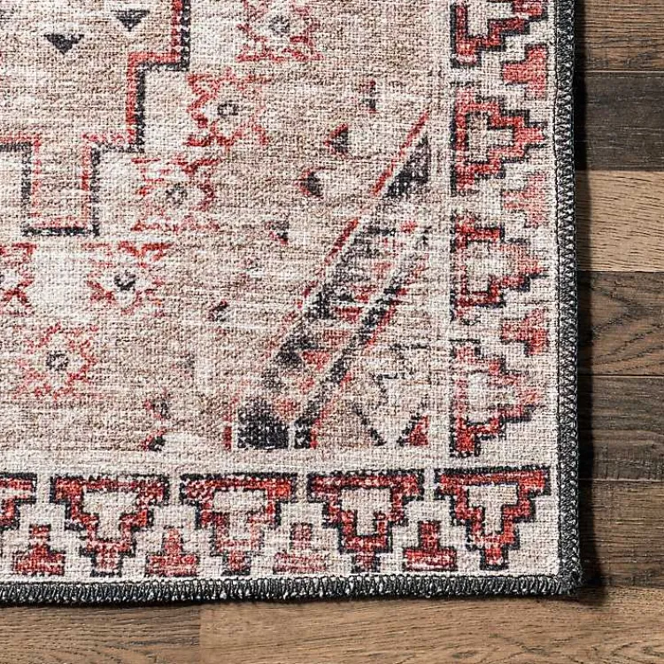 Kirklands Home Cream & Red Diamond Trellis Washable Area Rug, 7x9 Best