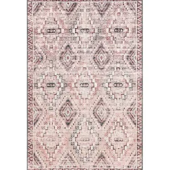 Kirklands Home Cream & Red Diamond Trellis Washable Area Rug, 3x5 Discount