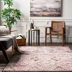 Kirklands Home Cream & Red Diamond Trellis Washable Area Rug, 3x5 Discount