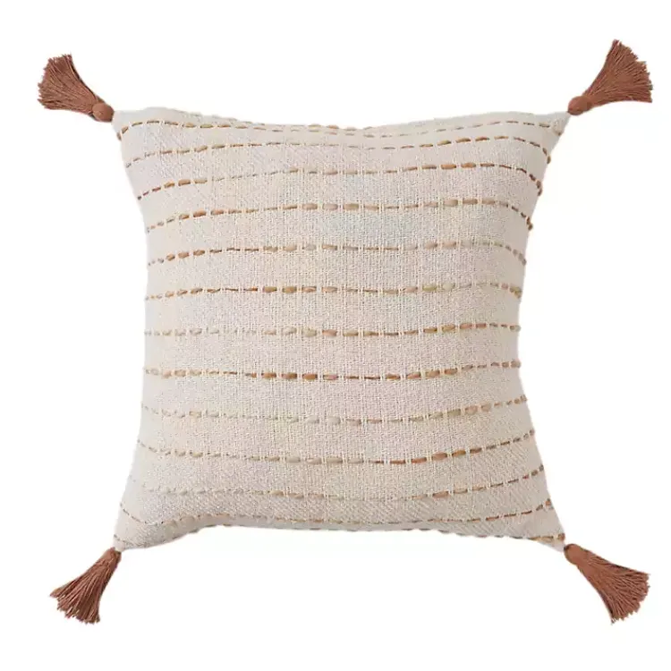 Pillows>Kirklands Home Cream & Terracotta Ombre Dash Throw Pillow Orange