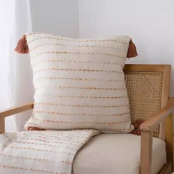 Pillows>Kirklands Home Cream & Terracotta Ombre Dash Throw Pillow Orange