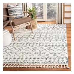 Kirklands Home Cream and Blue Bergen Weathered Fringe Rug, 5x7 Discount