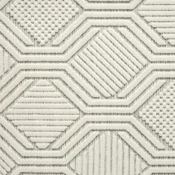 Kirklands Home Cream and Blue Geo Indoor/Outdoor Area Rug, 7x9 New