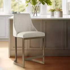 Kirklands Home Cream and Gold Counter Stool White Clearance