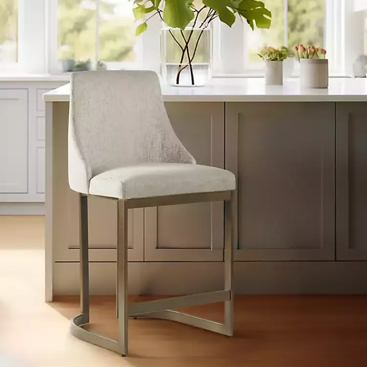 Kirklands Home Cream and Gold Counter Stool White Clearance