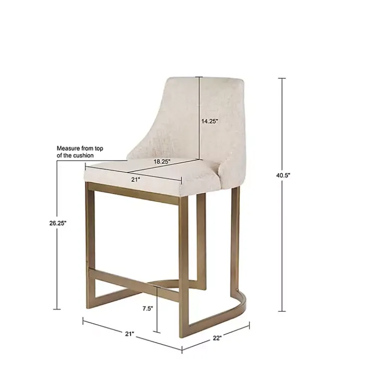 Kirklands Home Cream and Gold Counter Stool White Clearance