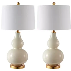 Kirklands Home Cream and Gold Leaf Table Lamps, Set of 2 White Best