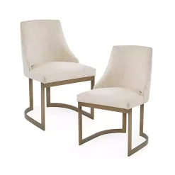 Kirklands Home Cream and Gold Modern Dining Chairs, Set of 2 Tan
