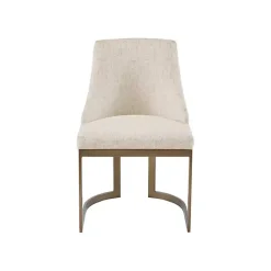 Kirklands Home Cream and Gold Modern Dining Chairs, Set of 2 Tan