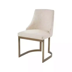 Kirklands Home Cream and Gold Modern Dining Chairs, Set of 2 Tan