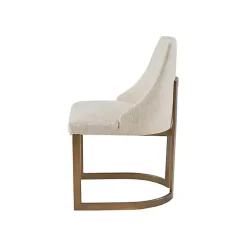 Kirklands Home Cream and Gold Modern Dining Chairs, Set of 2 Tan