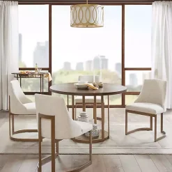 Kirklands Home Cream and Gold Modern Dining Chairs, Set of 2 Tan