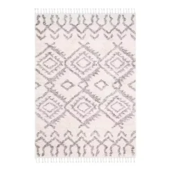 Kirklands Home Cream and Gray Bergen Tribal Fringe Shag Rug, 5x7 Online