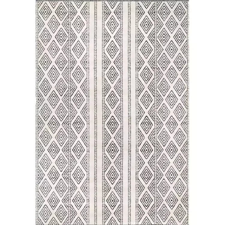 Kirklands Home Cream and Gray Miriam Striped Outdoor Rug, 5x8 Hot