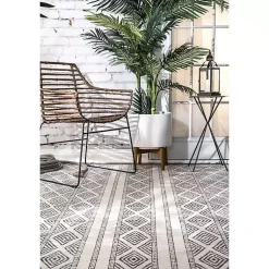 Kirklands Home Cream and Gray Miriam Striped Outdoor Rug, 5x8 Hot