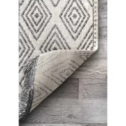 Kirklands Home Cream and Gray Miriam Striped Outdoor Rug, 5x8 Hot
