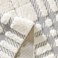 Kirklands Home Cream and Gray Tufted Criss-Cross Area Rug, 7x9 Clearance