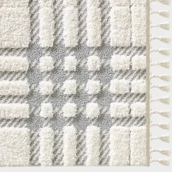 Kirklands Home Cream and Gray Tufted Criss-Cross Area Rug, 7x9 Clearance