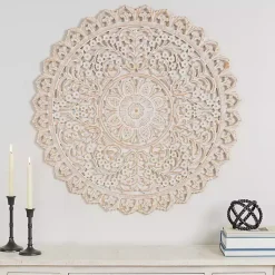 Kirklands Home Cream and Natural Ornate Medallion Wall Plaque White Hot