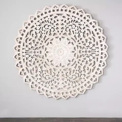 Kirklands Home Cream and Natural Ornate Medallion Wall Plaque White Hot