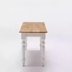 Kirklands Home Cream and Natural Wood Dining Bench Clearance