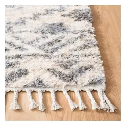 Kirklands Home Cream and Navy Moroccan Fringe Shag Rug, 5x7 Hot
