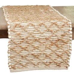 Kirklands Home Cream and Tan Woven Diamond Table Runner Hot