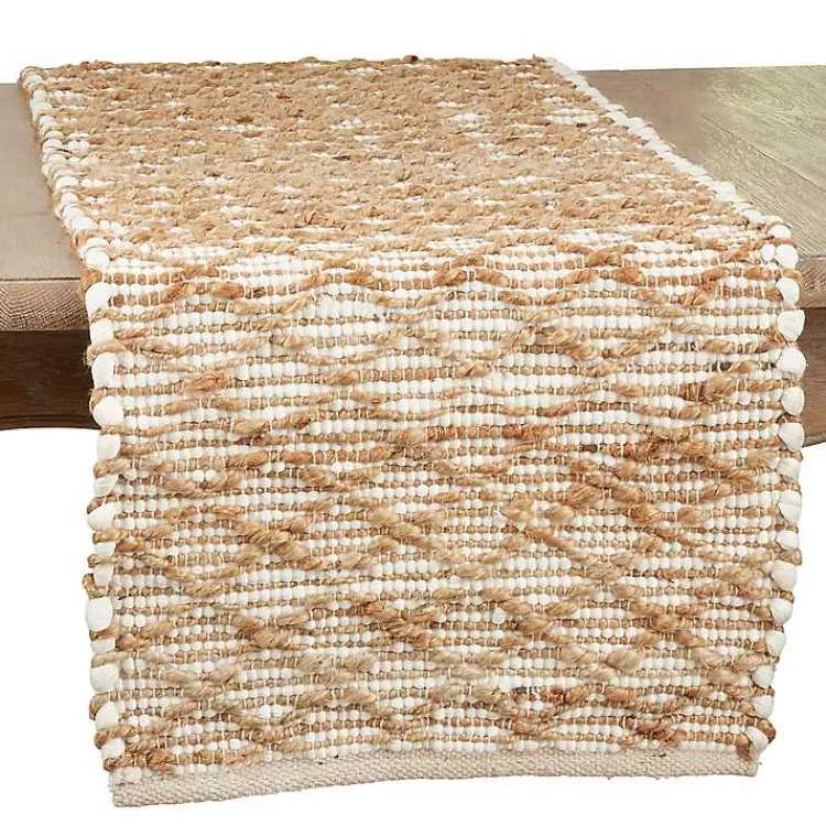 Kirklands Home Cream and Tan Woven Diamond Table Runner Hot