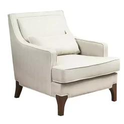 Kirklands Home Cream and White Contrast Welting Accent Chair Ivory New