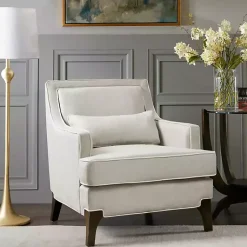Kirklands Home Cream and White Contrast Welting Accent Chair Ivory New