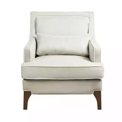 Kirklands Home Cream and White Contrast Welting Accent Chair Ivory New