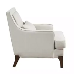 Kirklands Home Cream and White Contrast Welting Accent Chair Ivory New