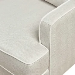 Kirklands Home Cream and White Contrast Welting Accent Chair Ivory New
