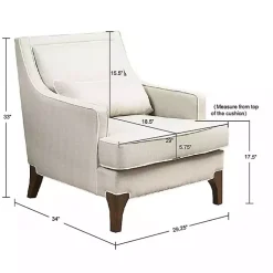 Kirklands Home Cream and White Contrast Welting Accent Chair Ivory New