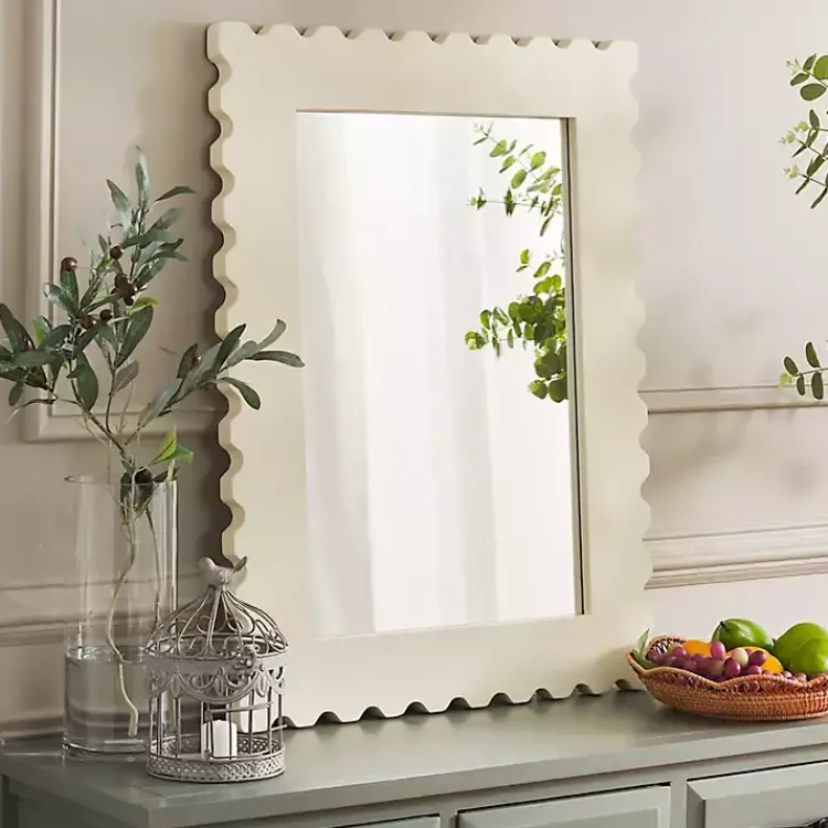 Kirklands Home Cream Angular Scalloped Nadia Wall Mirror White Discount