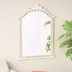 Kirklands Home Cream Arched Rectangle Scroll Wall Mirror Hot
