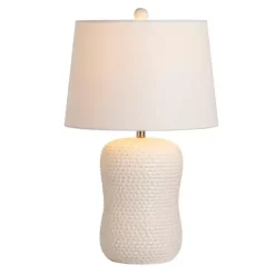 Kirklands Home Cream Basketweave Ceramic Table Lamp White Online
