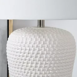 Kirklands Home Cream Basketweave Ceramic Table Lamp White Online
