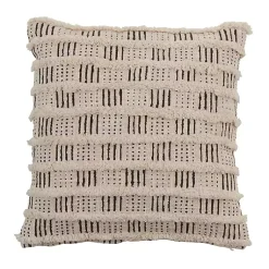Pillows>Kirklands Home Cream Block Print Throw Pillow Ivory